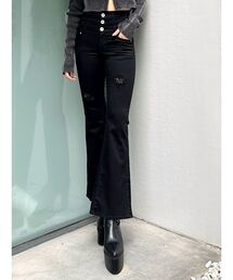 ジーンズ デニム デニムパンツ ハイウエストBACKクロスダメージフレアデニムパンツ レディース｜ZOZOTOWN Yahoo!店