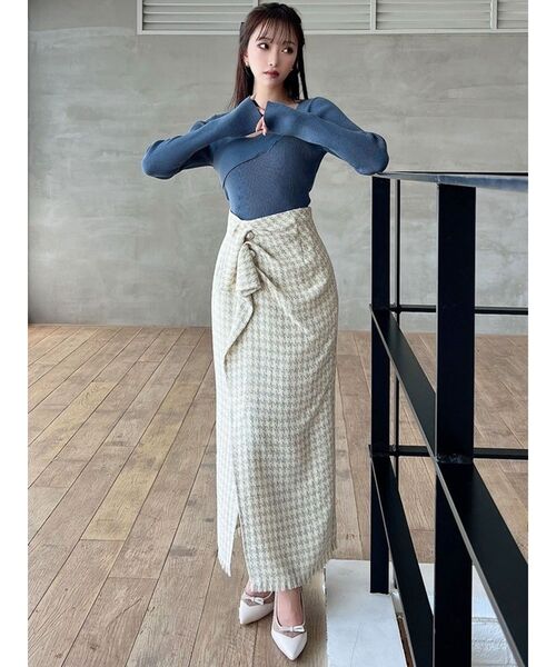 RESEXXY（リゼクシー） スカート パールボタンツイードラップスカート