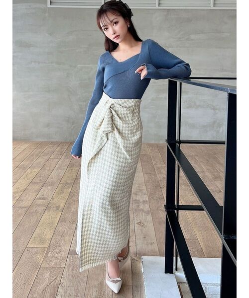 RESEXXY（リゼクシー） スカート パールボタンツイードラップスカート