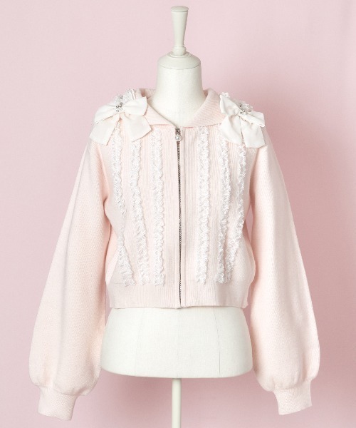 mellfy memory（メルフィーメモリー） パーカー Ribbon ＆ lace ruffle