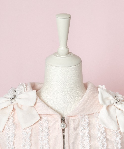 mellfy memory（メルフィーメモリー） パーカー Ribbon ＆ lace ruffle