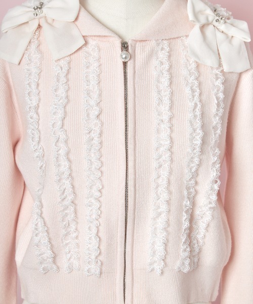 mellfy memory（メルフィーメモリー） パーカー Ribbon ＆ lace ruffle