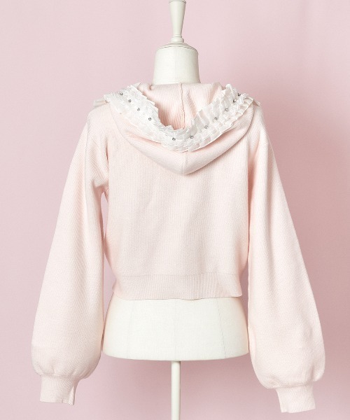 mellfy memory ribbon lace hoodie ニット mellfy memory（メルフィーメモリー） パーカー Ribbon ＆ lace ruffle