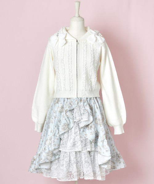 mellfy memory（メルフィーメモリー） パーカー Ribbon ＆ lace ruffle