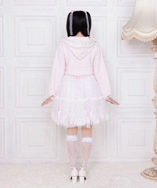 mellfy memory（メルフィーメモリー） パーカー Ribbon ＆ lace ruffle