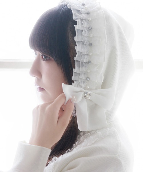 mellfy memory（メルフィーメモリー） パーカー Ribbon ＆ lace ruffle