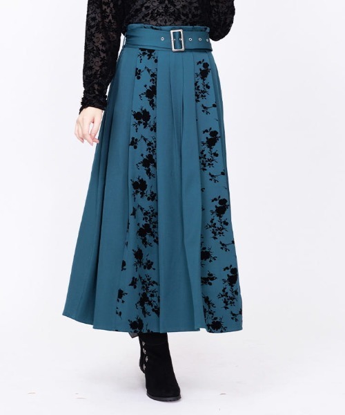 axes femme（アクシーズ ファム） ロング スカート フラワーフロッキー 