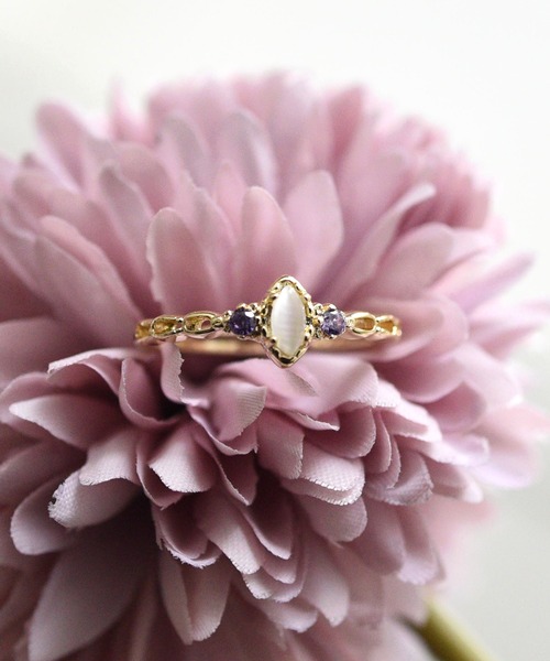 Stellina 9ktローズゴールドリング Ф Fusion 2 piece ring in rose gold with white diamonds | Georg