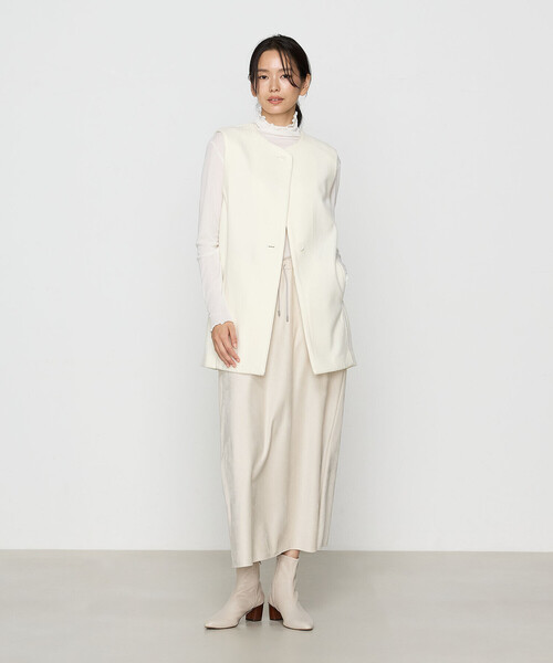 ベスト ジレ やわらかメルトン ノーカラージレ レディース Gabardine K.T ベスト ジレ やわらかメルトン ノーカラージレ