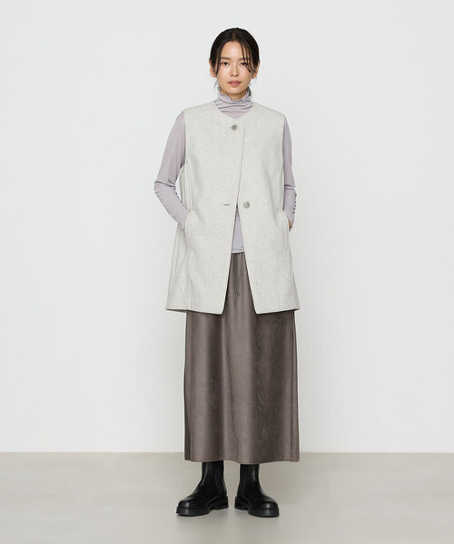 Gabardine K.T ベスト ジレ やわらかメルトン ノーカラージレ