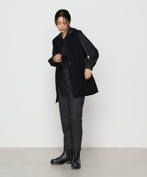 ベスト ジレ やわらかメルトン ノーカラージレ レディース Gabardine K.T ベスト ジレ やわらかメルトン ノーカラージレ