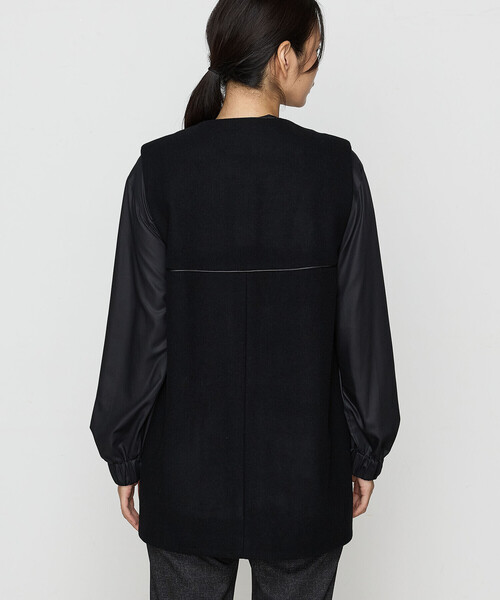 ベスト ジレ やわらかメルトン ノーカラージレ レディース Gabardine K.T ベスト ジレ やわらかメルトン ノーカラージレ