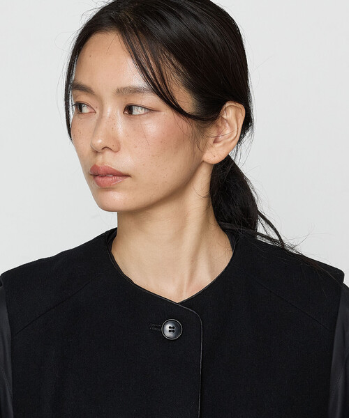 ベスト ジレ やわらかメルトン ノーカラージレ レディース Gabardine K.T ベスト ジレ やわらかメルトン ノーカラージレ