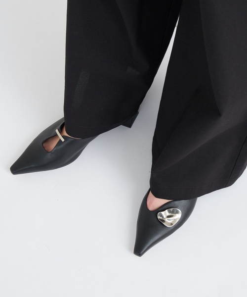 LE TALON パンプス GRISE5cmレザーARTYアシメカットパンプス