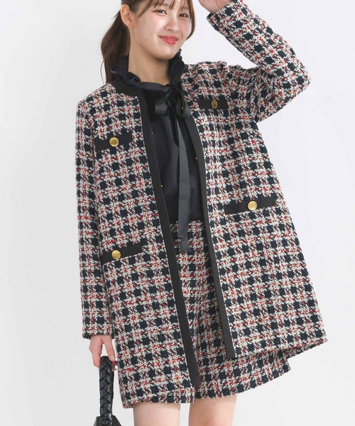 PICCIN PERLA ノーカラーコート コート 「セットアップ可能」ポケット 