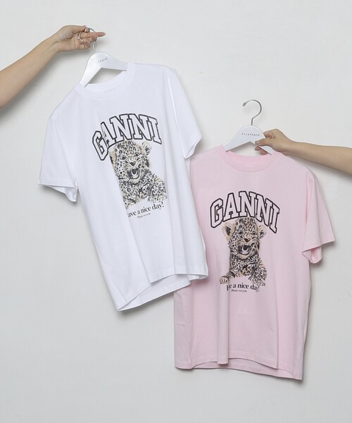 GANNI tシャツ GANNI/ガニー Basic Jersey Leopard Relaxed T