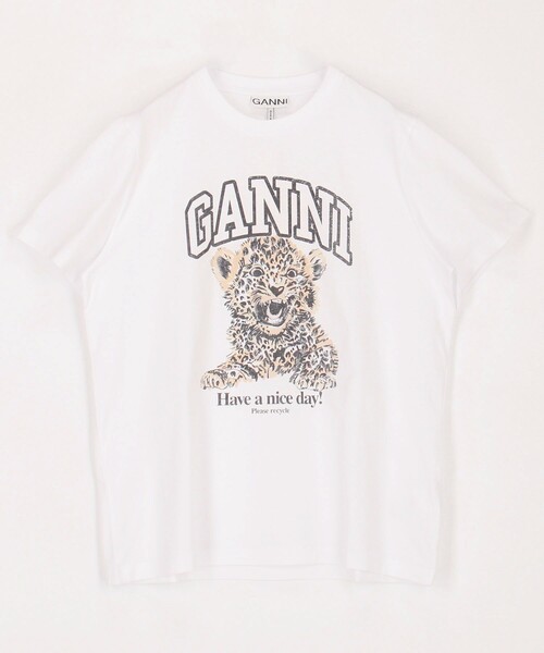 GANNI tシャツ GANNI/ガニー Basic Jersey Leopard Relaxed T