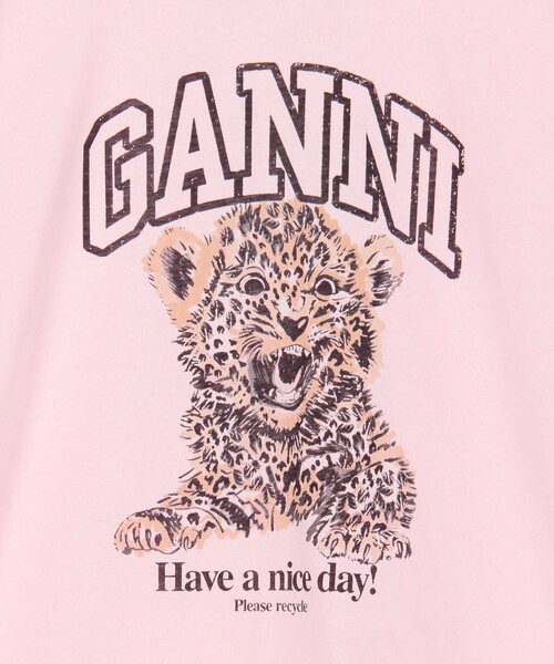 GANNI tシャツ GANNI/ガニー Basic Jersey Leopard Relaxed T