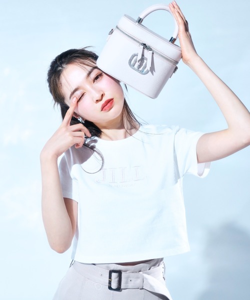ショート丈刺繍ロゴTシャツオーガニックコットン JILL by STUART tシャツ ショート丈刺繍ロゴTシャツ