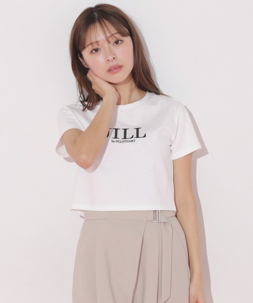 ショート丈刺繍ロゴTシャツオーガニックコットン JILL by STUART tシャツ ショート丈刺繍ロゴTシャツ