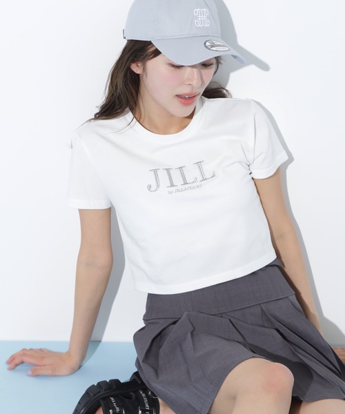 JILL by STUART tシャツ ショート丈刺繍ロゴTシャツ