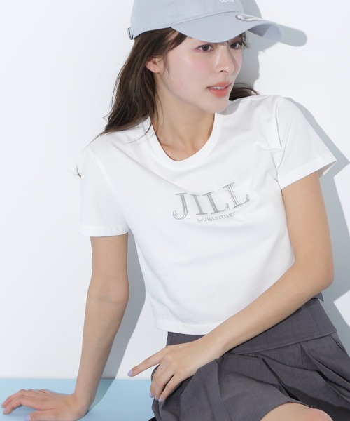 JILL by STUART tシャツ ショート丈刺繍ロゴTシャツ