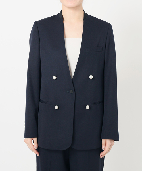 CINOH（チノ） ジャケット ノーカラージャケット （チノ）Black Formal