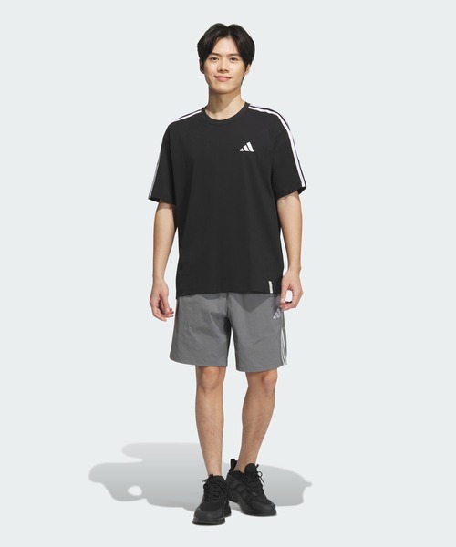 【adidas】スリーストライプウーブンショートパンツ 陸上 パンツ エッセンシャルズ トレーニング スリーストライプス