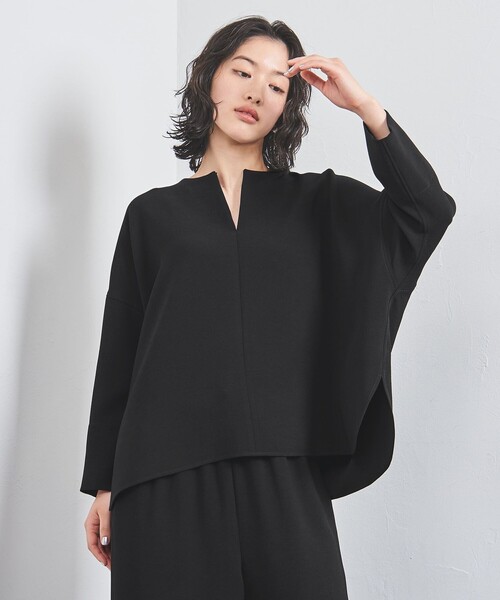 ブラウス シャツ COMFY スリットノーカラー プルオーバー -吸水速乾 UVカット ウォッシャブル- レディース