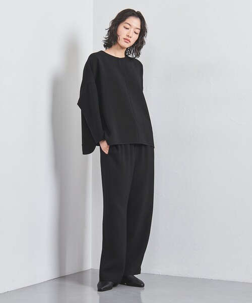 ブラウス シャツ COMFY スリットノーカラー プルオーバー -吸水速乾 UVカット ウォッシャブル- レディース