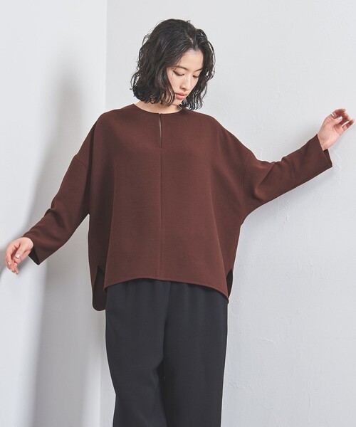ブラウス シャツ COMFY スリットノーカラー プルオーバー -吸水速乾 UVカット ウォッシャブル- レディース