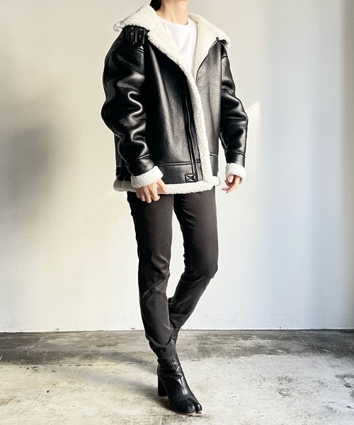 「COMMON WARE」 ブルゾン M ブラック×ホワイト レディース_画像8