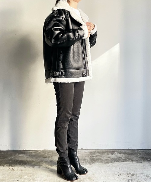 「COMMON WARE」 ブルゾン M ブラック×ホワイト レディース_画像9