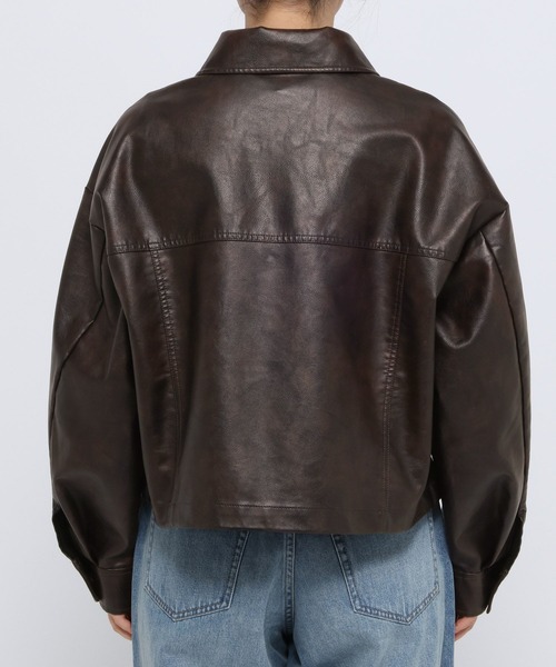 ローリーズファーム　レザーzipショートブルゾン LOWRYS FARM｜レザーZIPショートブルゾン | Rakuten Fashion