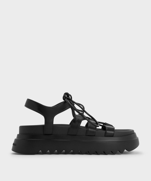 【charles&keith】レースアッププラットフォームサンダル CHARLES ＆ KEITH（チャールズ&キース） サンダル グラディエーター