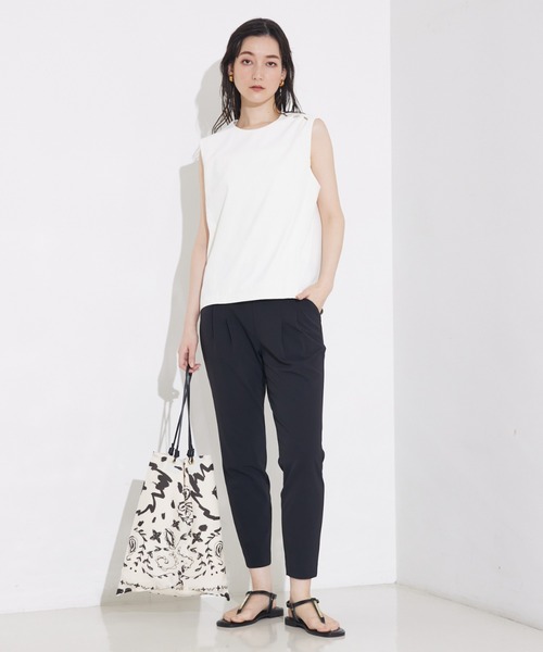qualite スラックス パンツ 「細見え×ウエストカバー」2WAY