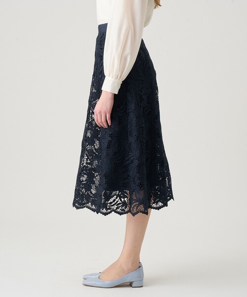 美品 ANAYI アナイ ジャガードレースプリーツスカート 濃ネイビー 38 ANAYI（アナイ） スカート ケミカルレースフレア スカート : ZOZOTOWN