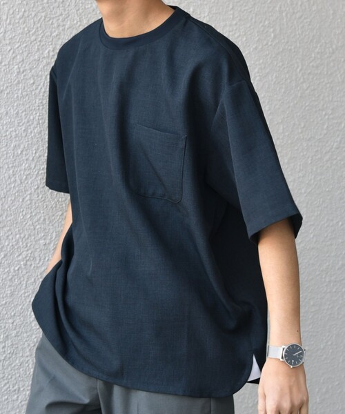 【関税込み】Erdem ネイビー レイヤード Tシャツ カットソー メンズ Tシャツ tシャツ レイヤード 七分袖 V