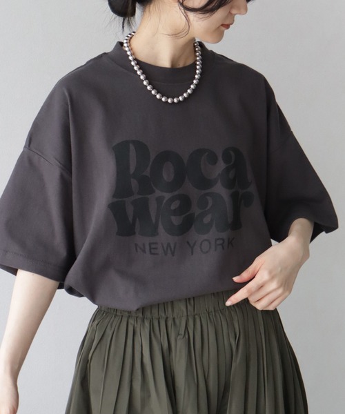Roca Wear Tシャツメッシュ切替ゆったりシンプルロゴ入男女兼用 Roca Wear Tシャツメッシュ切替ゆったりシンプルロゴ入男女兼用