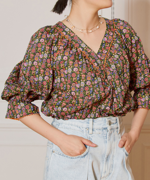 IENA - 専用【IENA】新品＊IENA LA BOUCLE Wカラープリントブラウス IENA LA BOUCLE ブラウス シャツ LIBERTY プリントブラウス