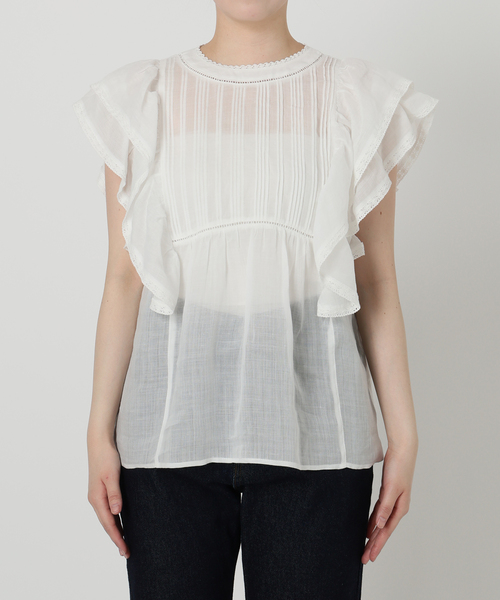 SLOBE IENA - 【SLOBEIENA】24SS 24051912415120 ラミーフリルピンタックブラウス半袖ブラウス ラミーフリルピンタックブラウス(505287480) | スローブ イエナ