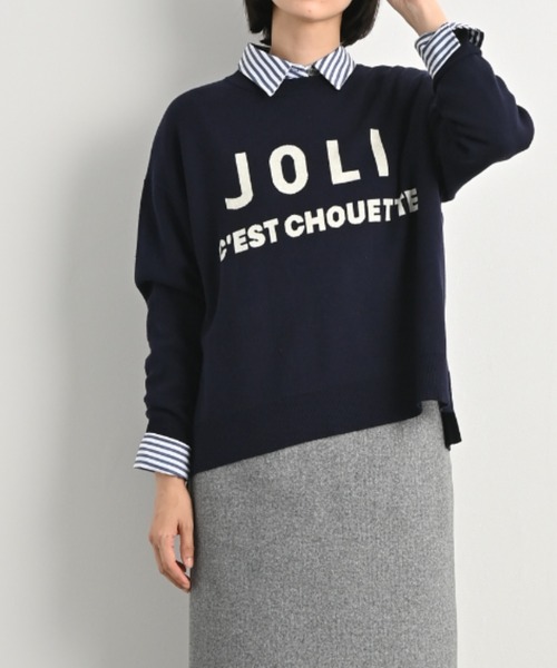 tシャツ ロゴジャガードニットプルオーバー レディース