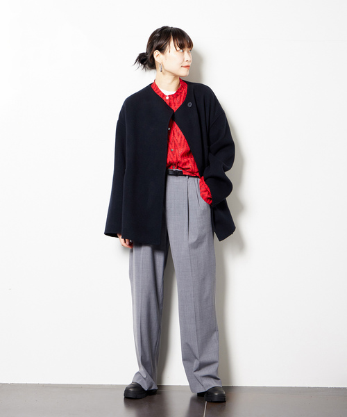 「CITYSHOP」 ノーカラーコート 38 ブラック レディース_画像3