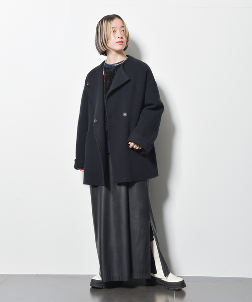 「CITYSHOP」 ノーカラーコート 38 ブラック レディース_画像6