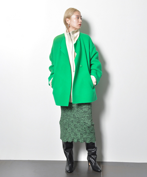 「CITYSHOP」 ノーカラーコート 38 ブラック レディース_画像7