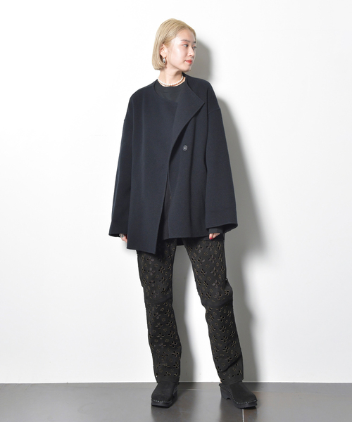 「CITYSHOP」 ノーカラーコート 38 ブラック レディース_画像8