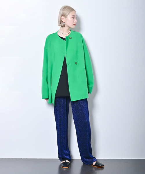 「CITYSHOP」 ノーカラーコート 38 ブラック レディース_画像9