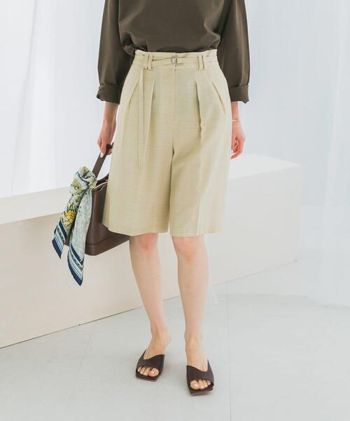 ハーフパンツ パンツ 短パン リネンライクハーフパンツ レディース