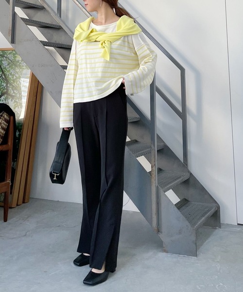 「mysty woman」 長袖ニット FREE イエロー レディース_画像5