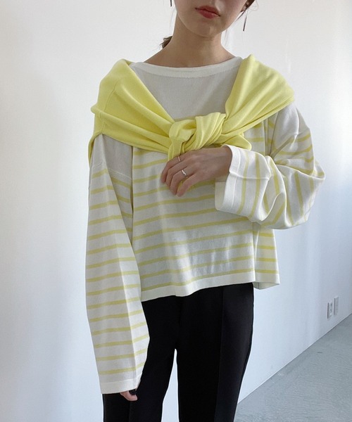 「mysty woman」 長袖ニット FREE イエロー レディース_画像8